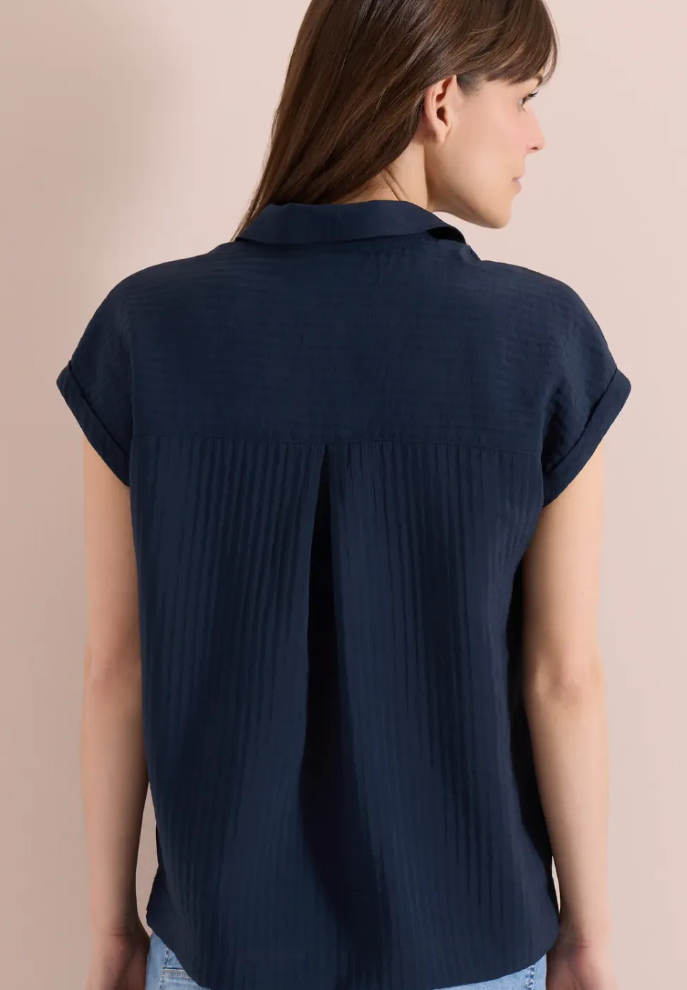 Blouse met hangende schouder en structuur