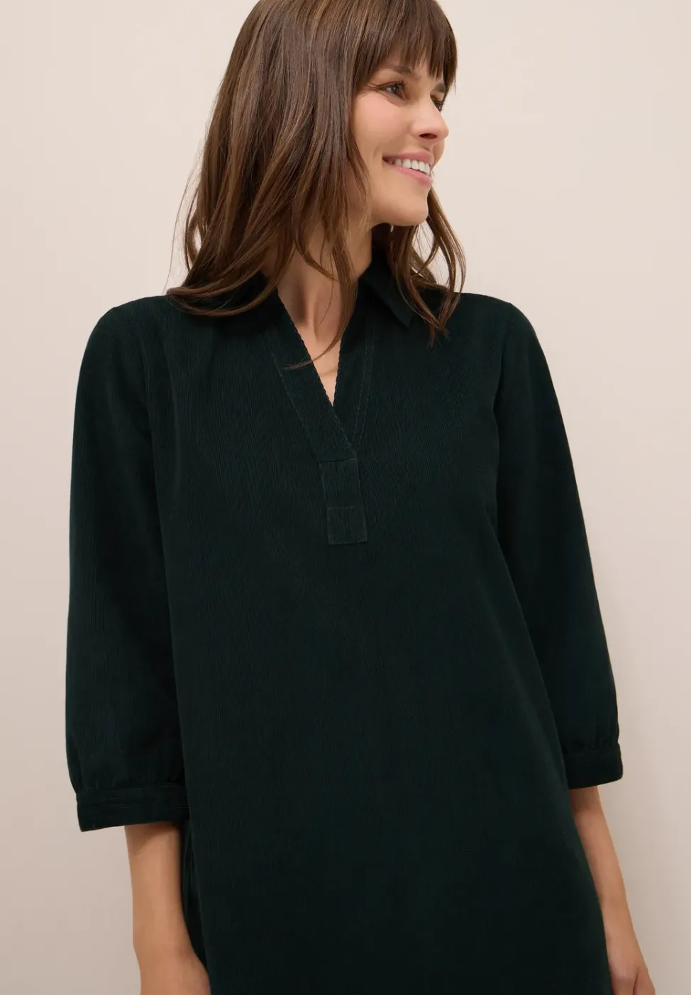 Corduroy jurk in effen kleur