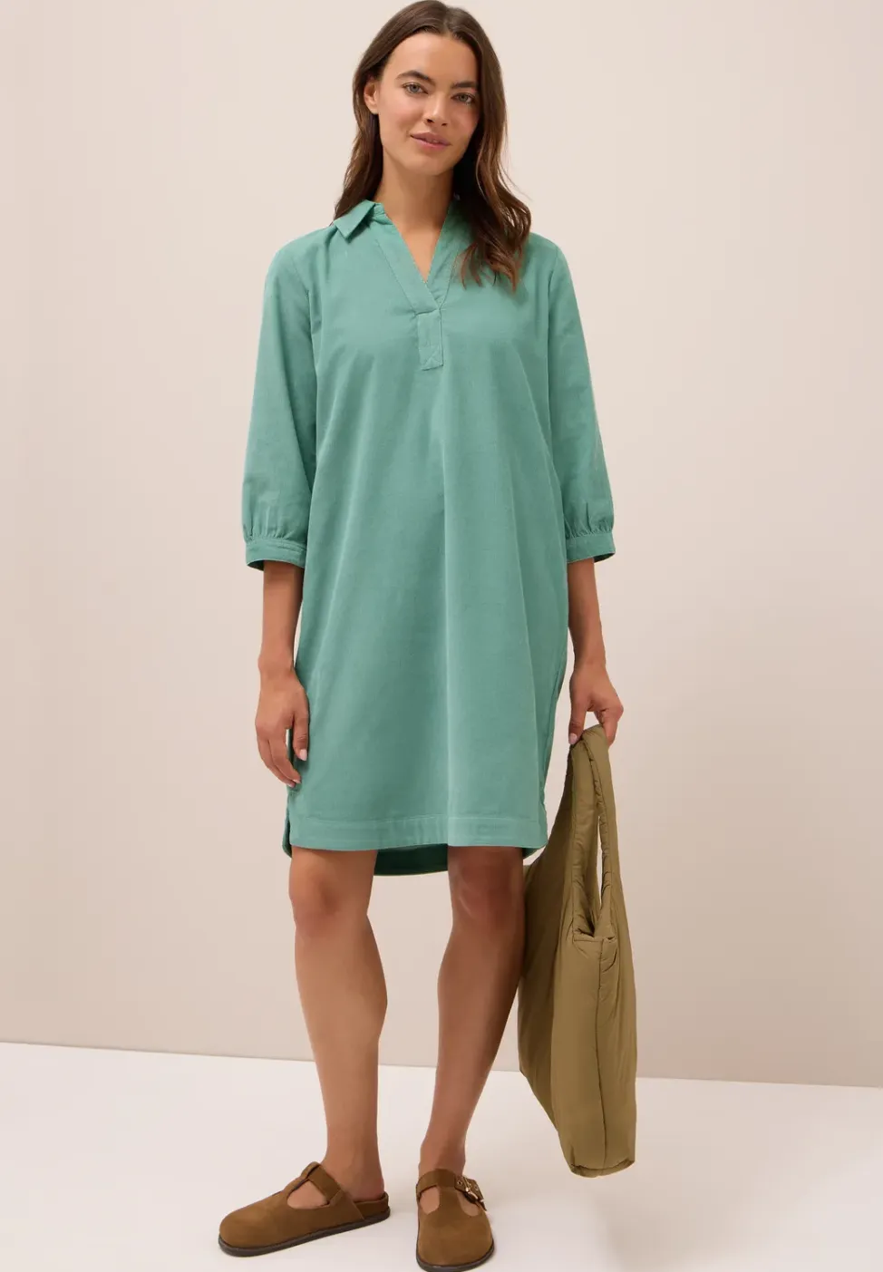 Corduroy jurk in effen kleur