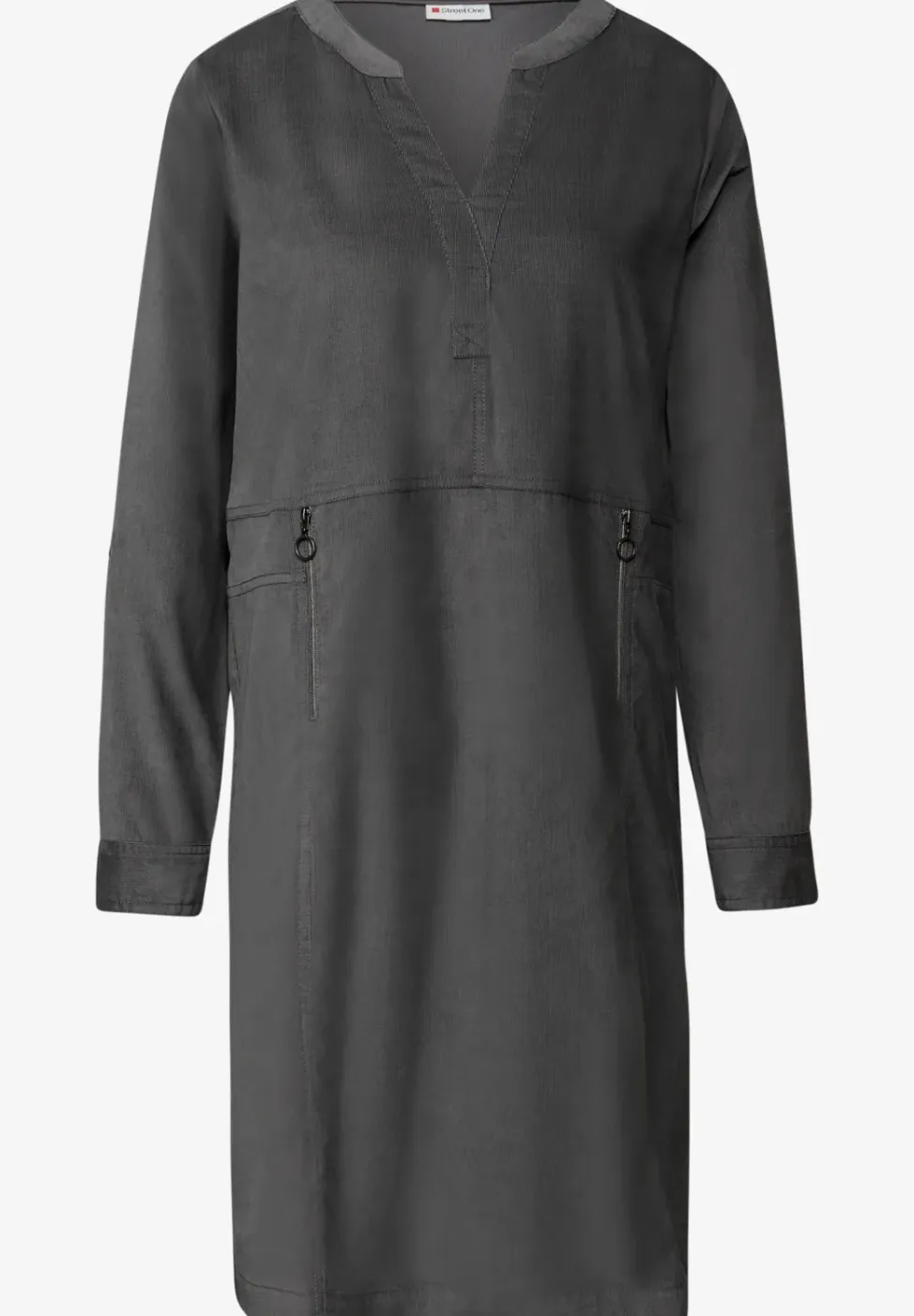 Corduroy jurk met gespleten hals
