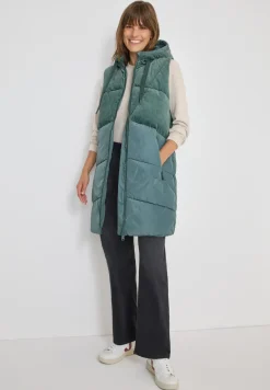 Corduroy mix puffer vest