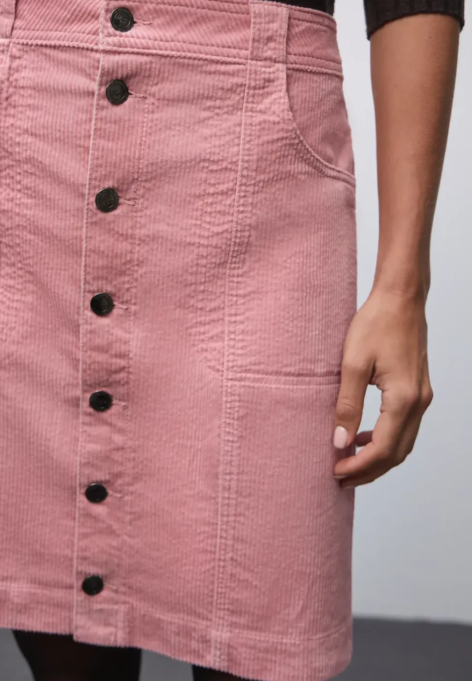 Corduroy rok met knoopsluiting