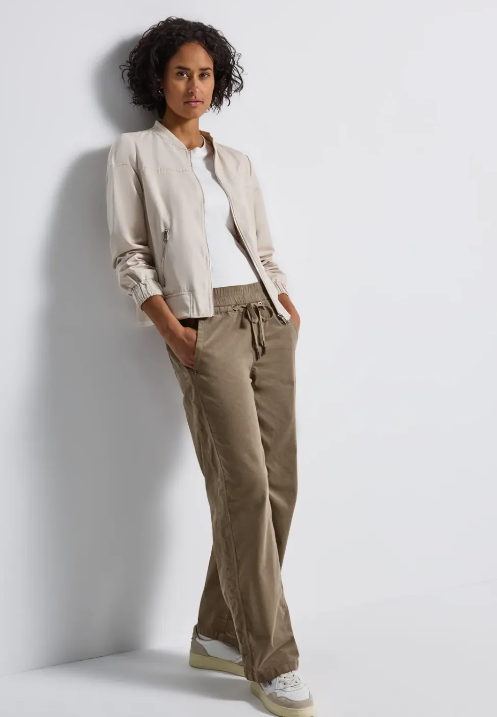 Gewassen look corduroy broek