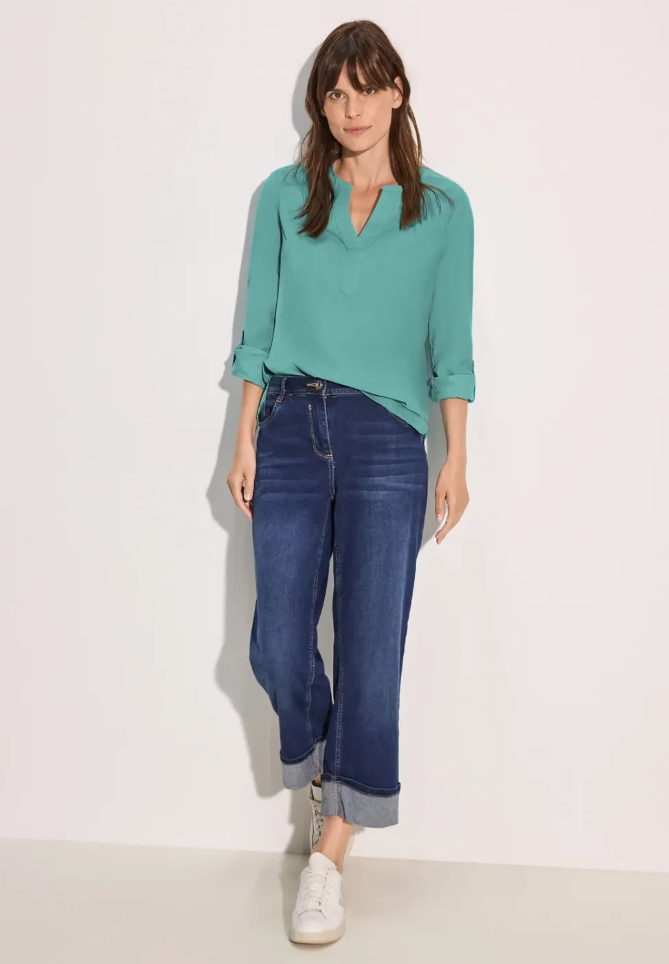 Koordblouse in effen kleur