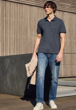 Poloshirt met korte mouwen in een gemêleerde look