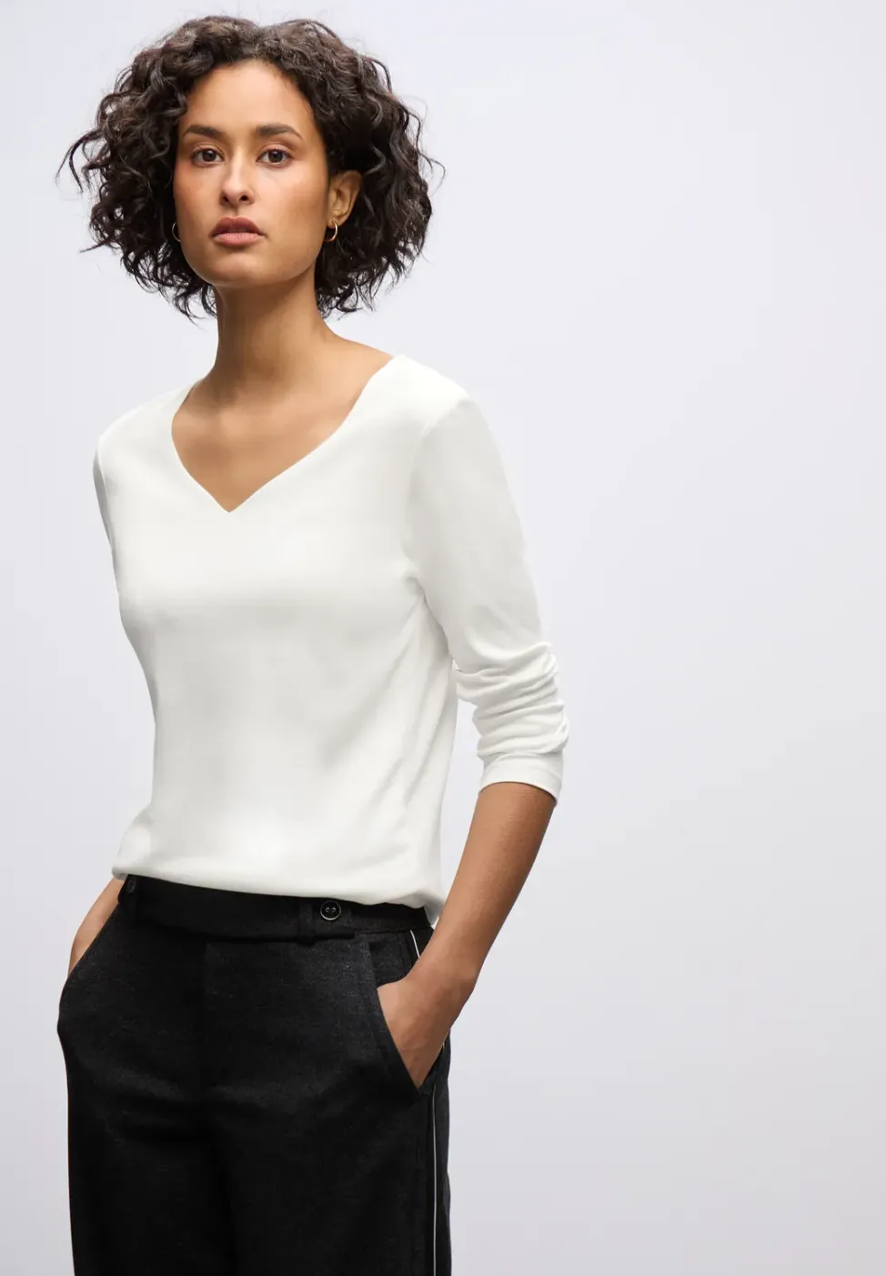 Shirt met hartvormige halslijn